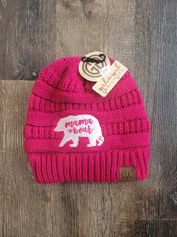 CC Mama Bear Beanie Hot Pink