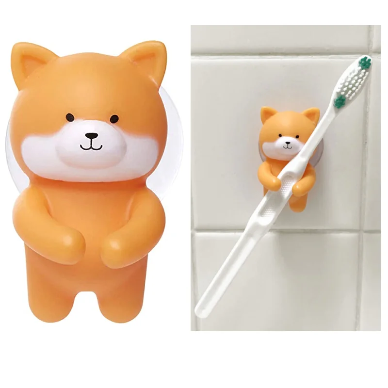 1 Kikkerland Dog Toothbrush Holder Wall Mount Suction Toiletry Cute Kid Bathroom