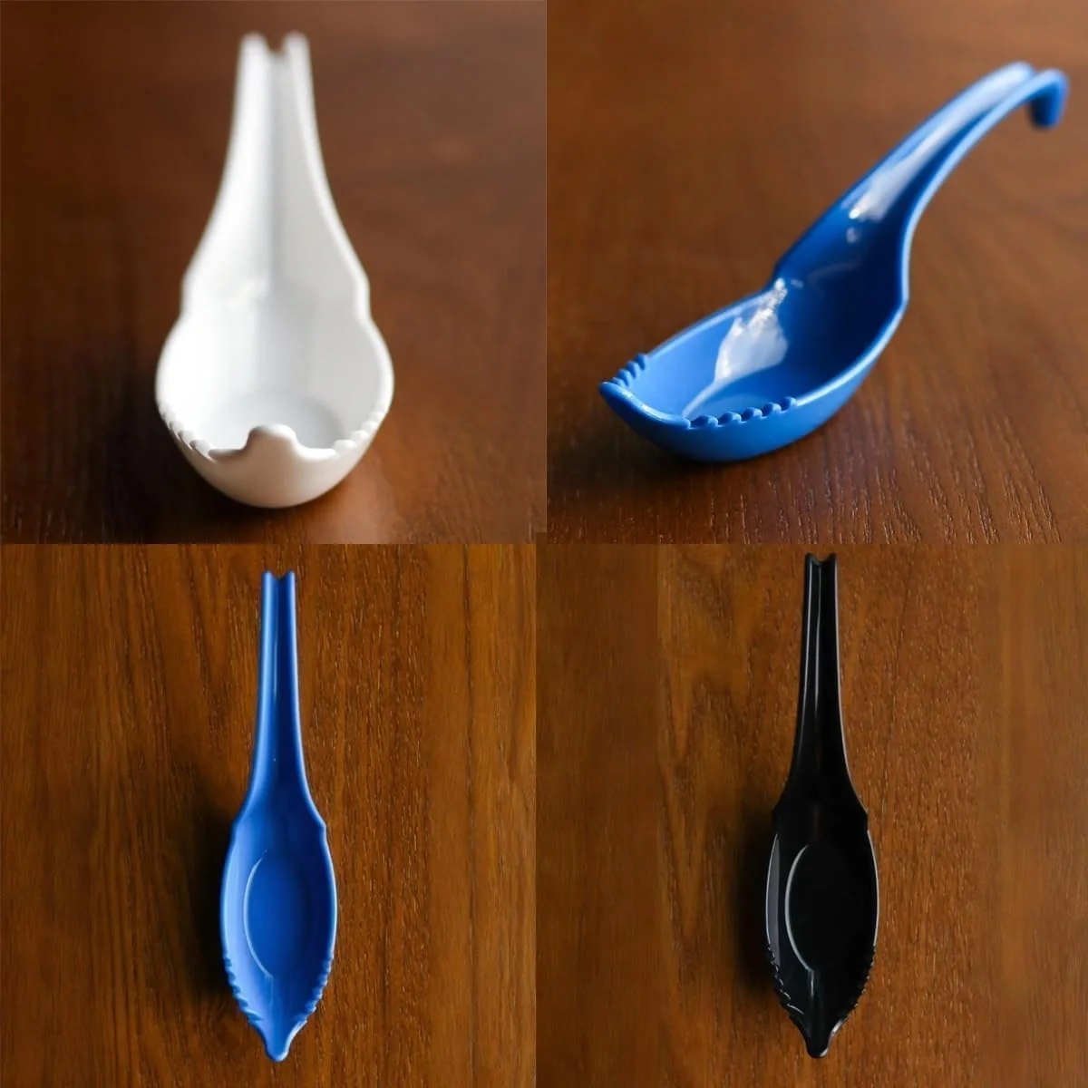 Ramen Terminator 2-in-1 Spoon and Fork Set – Reusable Noodle & Soup Utensils  (Black+White+Blue)