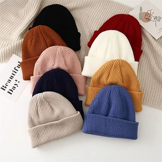 Unisex Warm Solid Color Knitted Hat, Warm and Cold-Proof Pullover Hat, Casual Woolen Knitted Hat Trendy Unisex Warm Solid Color Knitted Hat, Warm and Cold-Proof Pullover Hat, Casual Woolen Knitted Hat Trendy
