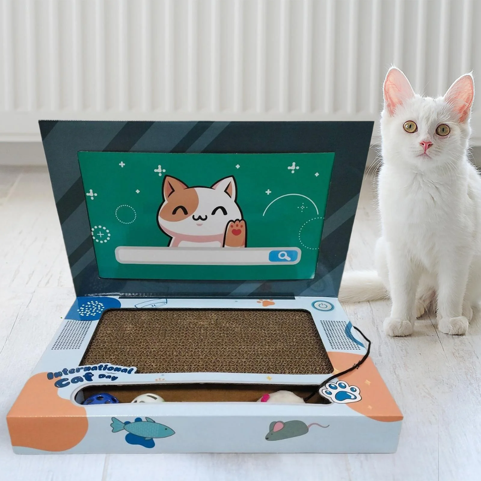 Cat Laptop Scratcher with Mouse Foldable Cat Computer for Gifts Indoor Cats Kitten Claw Cat Laptop Scratcher with Mouse Foldable Cat Computer for Gifts Indoor Cats Kitten Claw