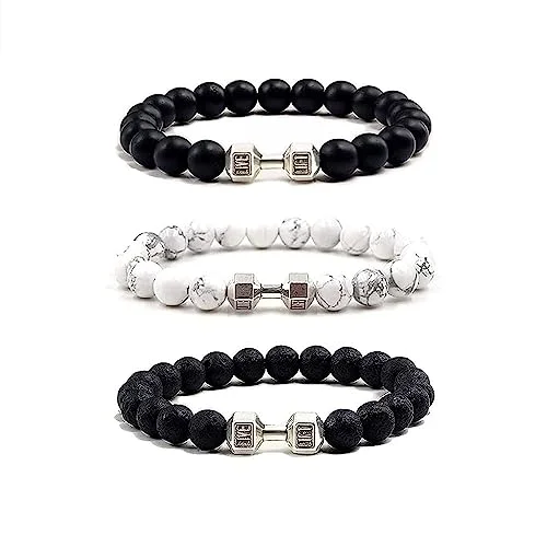 Volcanic Rock Dumbbell Bracelet – Adjustable Anxiety Relief Beads for Fitness, Yoga & Gifts (Unisex) Volcanic Rock Dumbbell Bracelet – Adjustable Anxiety Relief Beads for Fitness, Yoga & Gifts (Unisex)