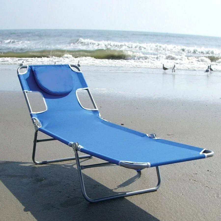 Folding Lounge Chair – Lightweight, Quick-Dry Beach & Pool Recliner with Pillow & Strap Folding Lounge Chair – Lightweight, Quick-Dry Beach & Pool Recliner with Pillow & Strap