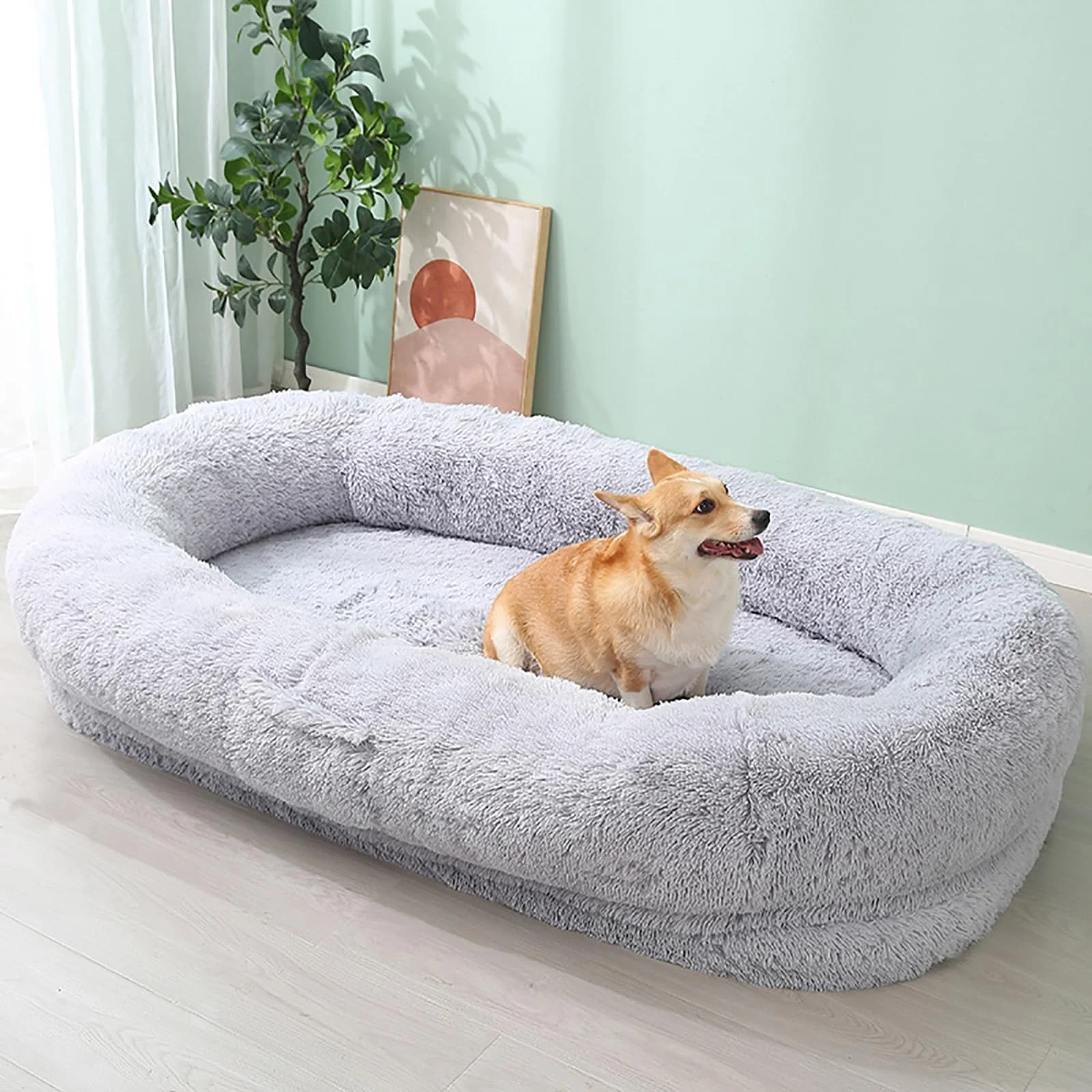 Large Human Dog Bed, 64.9"x37.4"x11.8"Giant Dog Bed for Humans Nap Bed, Washable Faux Fur Nap Bed Adult Oval for People, Families, Pets Removable Large Human Dog Bed, 64.9"x37.4"x11.8"Giant Dog Bed for Humans Nap Bed, Washable Faux Fur Nap Bed Adult Oval for People, Families, Pets Removable