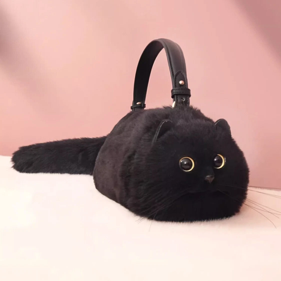 Messenger Bag Versatile Hand Made Autumn and Winter Plush Cute Cat Bag