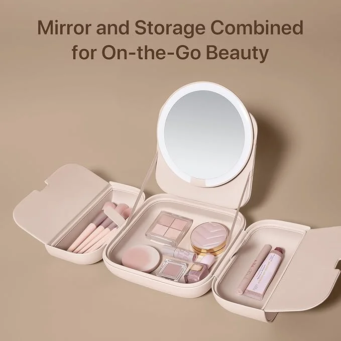 AMIRO M2 LumoCube Makeup Mirror with Bag - Portable LED Makeup Mirror with Lights, 5-Level Brightness, 3-Color Lights - Travel Makeup Organizer - White AMIRO M2 LumoCube Makeup Mirror with Bag - Portable LED Makeup Mirror with Lights, 5-Level Brightness, 3-Color Lights - Travel Makeup Organizer - White