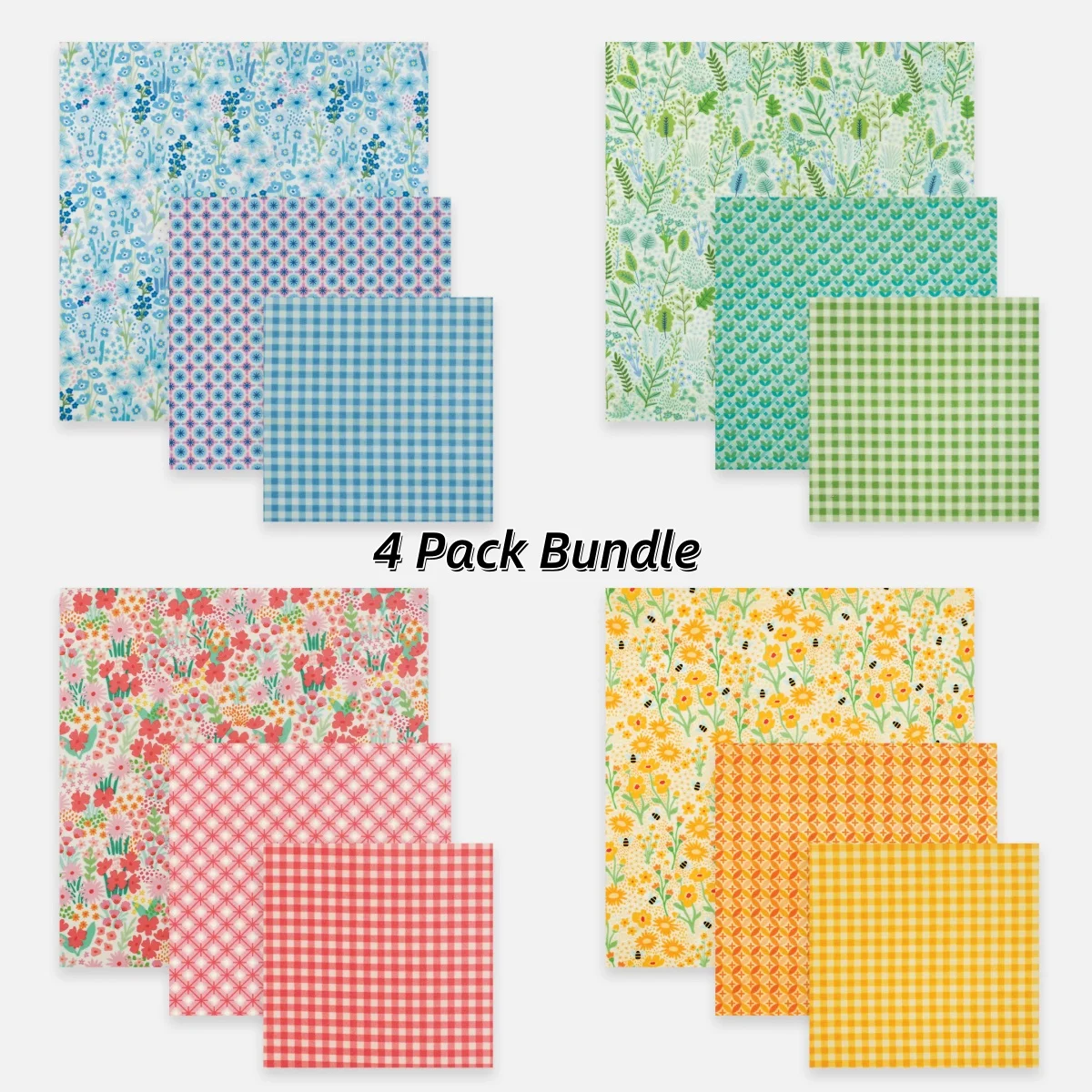 Beeswax Wrap Variety Set 4 Pack Bundle |  Reusable | Made in Canada