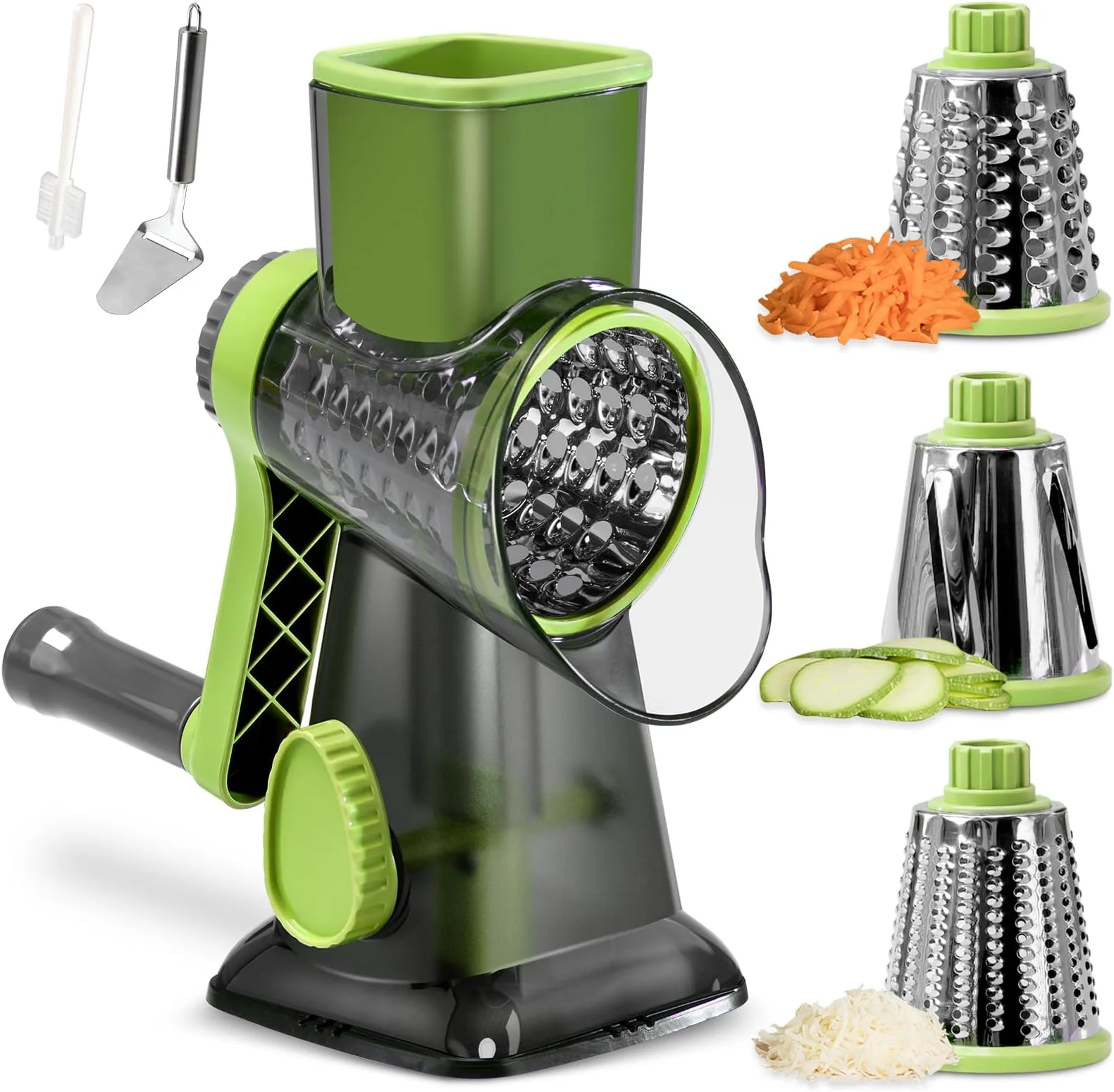 Cheese Grater Hand Crank Rotating Cheese Shredder Stainless Steel Vegetable Slicer Grater for Kitchen 3 Blades for Cheese, Carrot, Cucumber, Nuts, Chocolate Cheese Grater Hand Crank Rotating Cheese Shredder Stainless Steel Vegetable Slicer Grater for Kitchen 3 Blades for Cheese, Carrot, Cucumber, Nuts, Chocolate