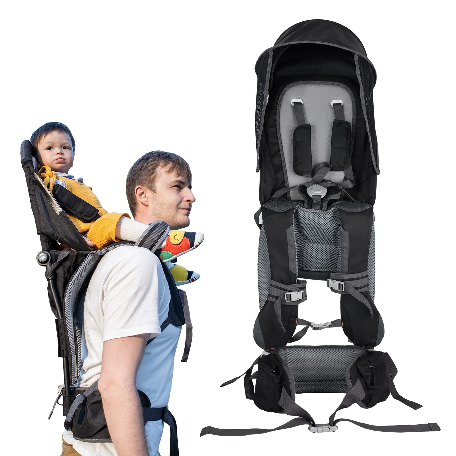Baby Hiking Backpack Carrier with Rain Cover Sun Shade - Safe Backrest & Ergonomic Seat for Toddlers, Holds Up to 40 Pounds - Suitable for Children 6 Months to 3 Years Baby Hiking Backpack Carrier with Rain Cover Sun Shade - Safe Backrest & Ergonomic Seat for Toddlers, Holds Up to 40 Pounds - Suitable for Children 6 Months to 3 Years