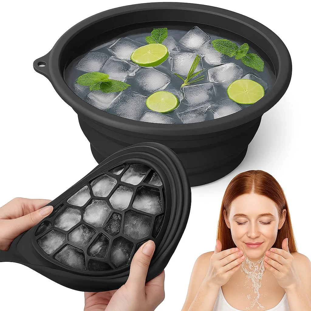 Face Bowl for Ice with Built-in Ice Tray – Collapsible Silicone Facial Ice Bath Bowl for Cold Plunge Therapy, Eliminate Puffiness, Skin Tightening & Acne Relief – Portable Spa Tool for Home & Travel Face Bowl for Ice with Built-in Ice Tray – Collapsible Silicone Facial Ice Bath Bowl for Cold Plunge Therapy, Eliminate Puffiness, Skin Tightening & Acne Relief – Portable Spa Tool for Home & Travel