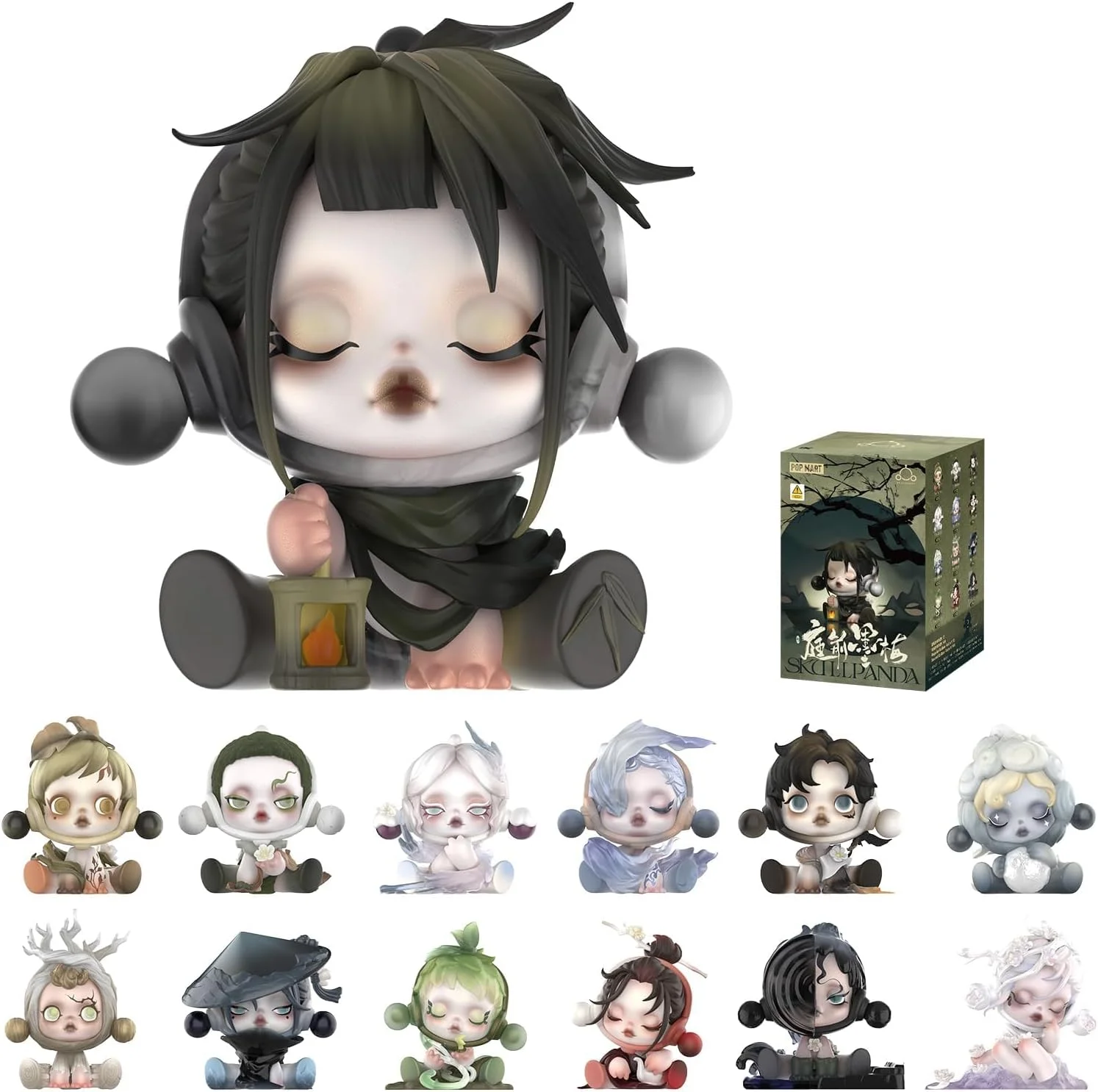 Whole Set, POP MART SKULLPANDA The Ink Plum Blossom Series Figures, 12PCs SKULLPANDA Blind Box Figures, Random Design Action Figures Collectible Toys Home Decorations, Holiday Birthday Gifts Whole Set, POP MART SKULLPANDA The Ink Plum Blossom Series Figures, 12PCs SKULLPANDA Blind Box Figures, Random Design Action Figures Collectible Toys Home Decorations, Holiday Birthday Gifts