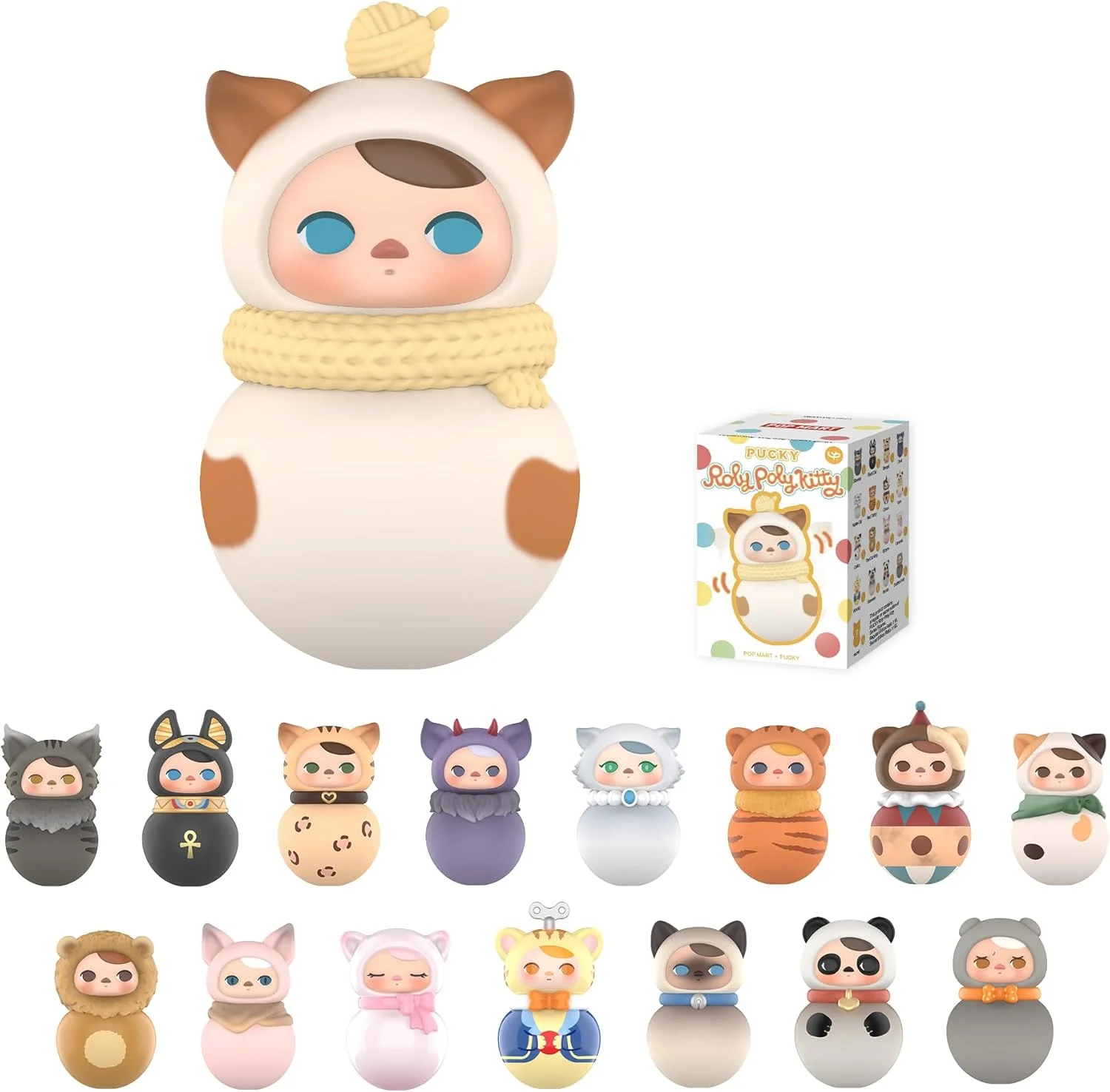 Whole Set, POP MART PUCKY Roly-Poly Kitty Series Figures, 16PCs PUCKY Blind Box Figures, Random Design Action Figures Collectible Toys Home Decorations, Holiday Birthday Gifts Whole Set, POP MART PUCKY Roly-Poly Kitty Series Figures, 16PCs PUCKY Blind Box Figures, Random Design Action Figures Collectible Toys Home Decorations, Holiday Birthday Gifts