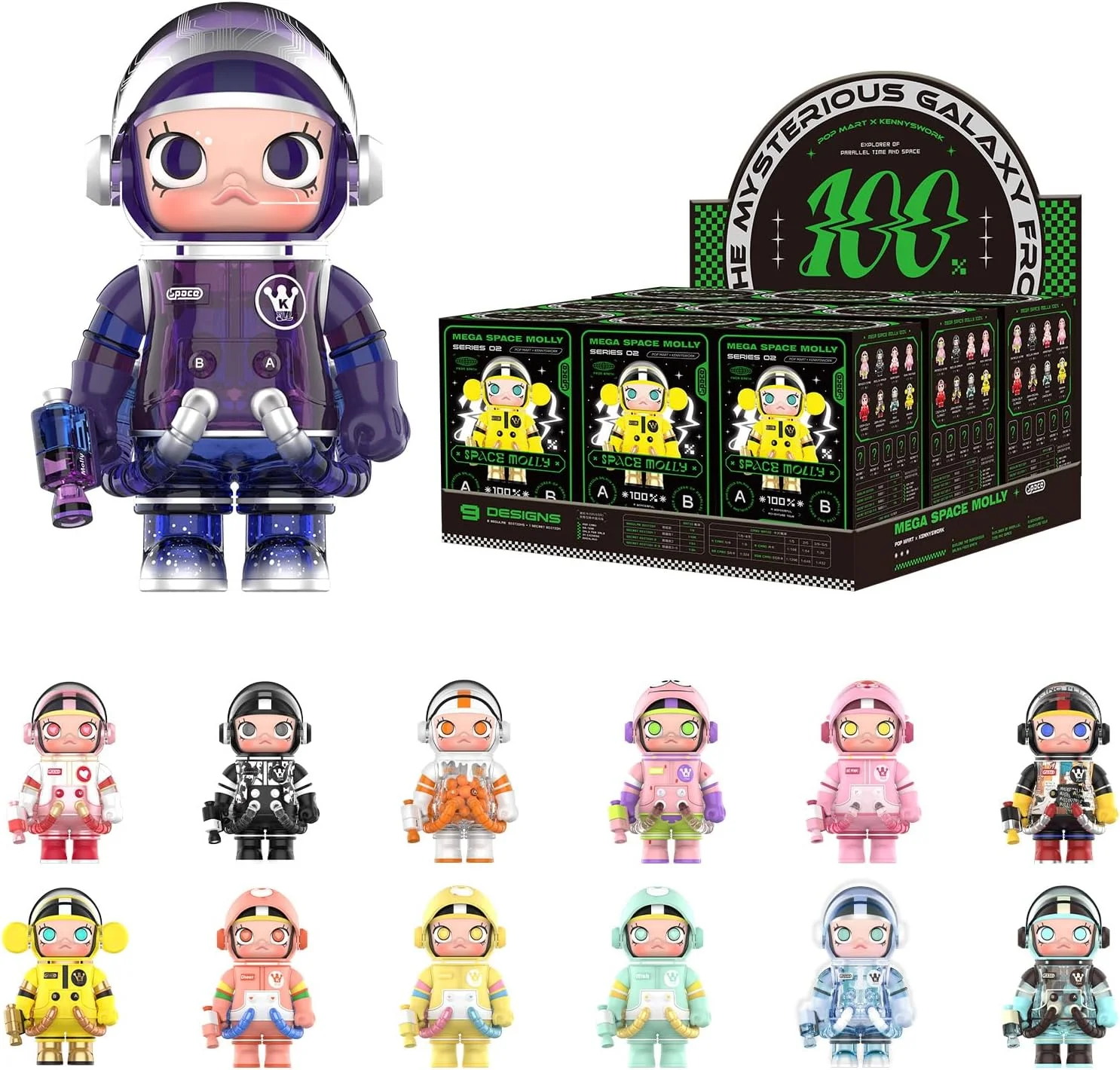 Whole Set, POP MART MEGA Space Molly 100% 2-B Blind Box Figures, Random Design Box Toys for Modern Home Decor, Collectible Toy Set for Desk Accessories, 9PC Whole Set, POP MART MEGA Space Molly 100% 2-B Blind Box Figures, Random Design Box Toys for Modern Home Decor, Collectible Toy Set for Desk Accessories, 9PC