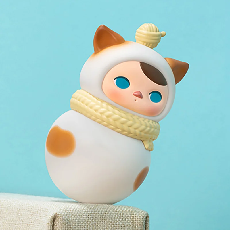 Single Box, POP MART PUCKY Roly-Poly Kitty Series Figures, PUCKY Blind Box Figures, Random Design Action Figures Collectible Toys Home Decorations, Holiday Birthday Gifts